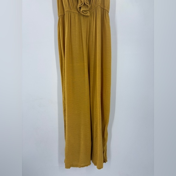 Xhileration Sleeveless Mustard Yellow V-Neck Ruffle Jumpsuit Romper Size M - Picture 4 of 13